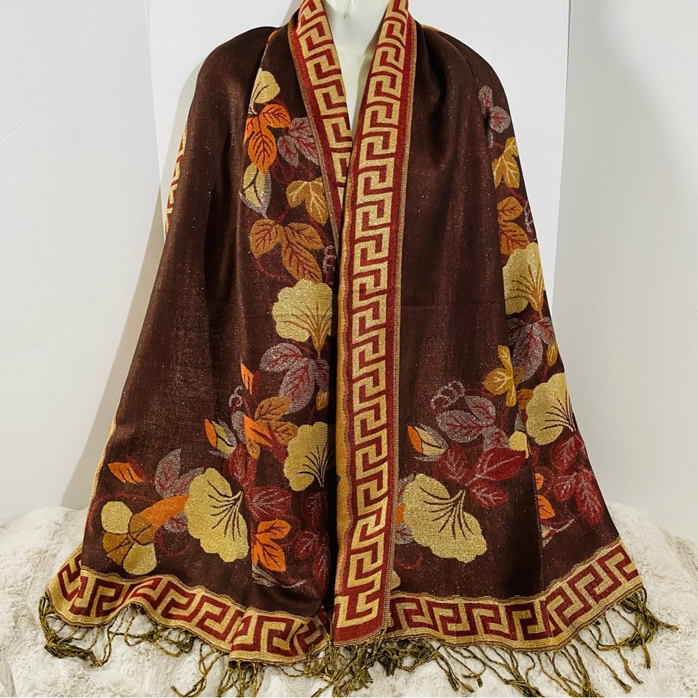 Floral Patterned Shawl,Scarf, Wrap with Fringe NEW